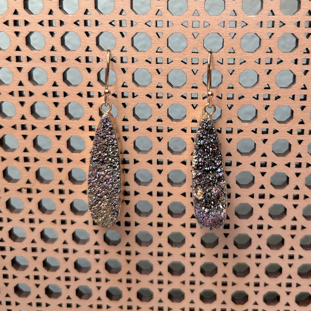 Gold Plated Rainbow Agate Earrings ☁️
